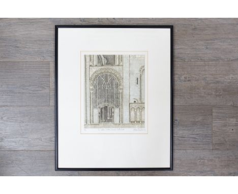 VALERIE THORNTON (1931-1991) A framed and glazed etching, the Catton screen, Norwich Cathedral, pencil signed and dated '84, 
