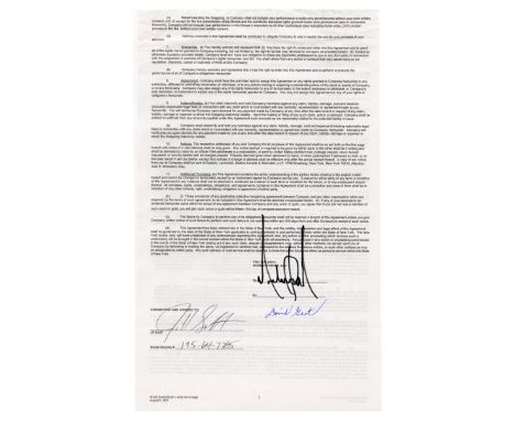 An original contract between Michael Jackson and Jill Scott dated the 6th August 2001 which has been signed on the reverse by