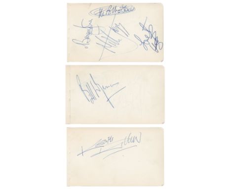 An autograph book containing a set of Rolling Stones signatures in blue ballpoint pen from the mid-sixties. Brian Jones, Mick