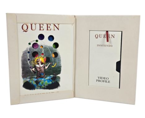 An original UK promotional press kit for the 1991 album Innuendo by Queen. The kit consists of a VHS tape with a video profil