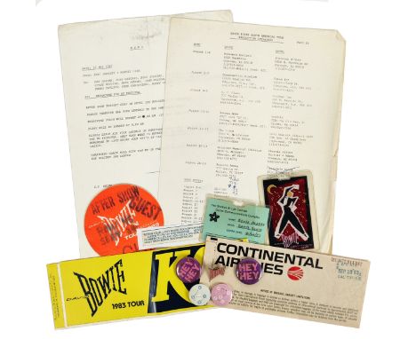 A collection of items from the North American leg of David Bowie’s 1983 Serious Moonlight tour. It consists of the following: