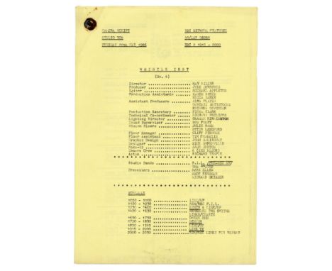 A 31 page original camera script, formerly the property of BBC DJ and presenter Andy Kershaw for the broadcast of the Old Gre