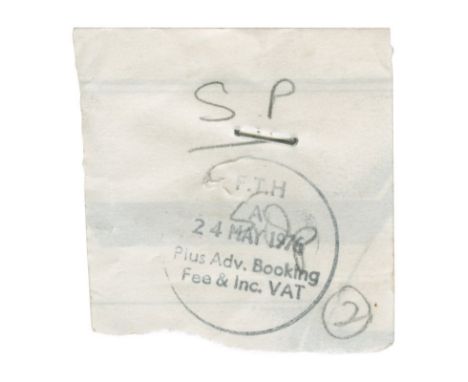 ˑ An original ticket stub for the Sex Pistols iconic performance at the Free Trade Hall, Manchester on the 4th June 1976. The