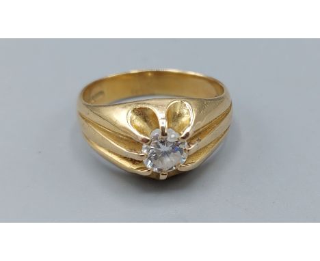 An 18ct gold gents solitaire diamond ring, approx. 0.60ct, 8.3gms, ring size S 