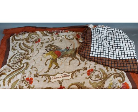 A Hermes Paris, Cheval Turc scarf, together with a Yves Saint Laurent silk scarf 