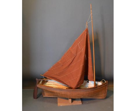 A Scratch Built Model Pond Yacht With Sail, 108cm long 