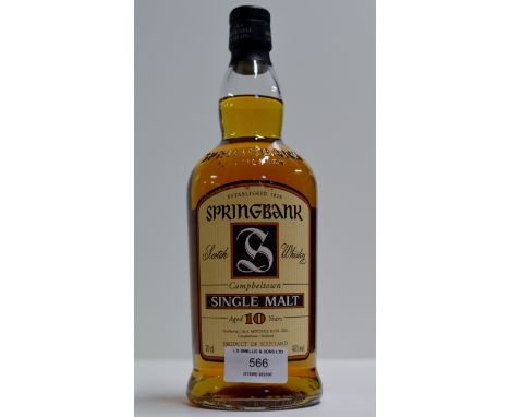 CAMPBELLTOWN SPRINGBANK 10 YEAR OLD SINGLE MALT SCOTCH WHISKY 46% - 70cl     