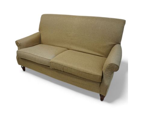 Multi-York - traditional shape two seat sofa, rolled back and arms over loose seat cushions, all upholstered in camel herring