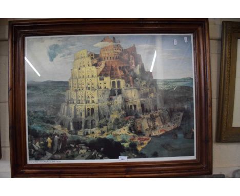 Tower of Babel, Pieter Brueghel, reproduction print, framed and glazed