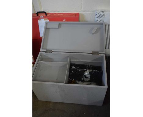 Grey painted toolbox and contents