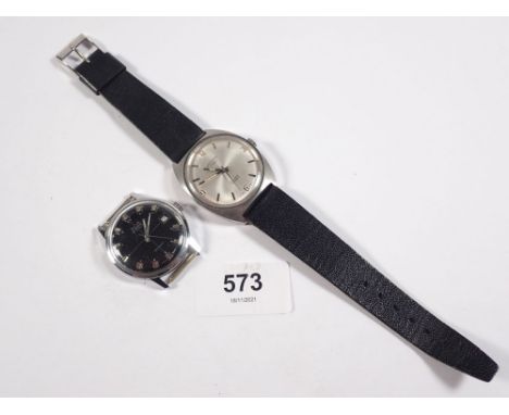An Avia Incabloc gentleman's vintage wristwatch with black face and a Rotary Inabloc gentelman's wristwatch 