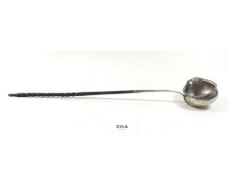 A Georgian silver horn handled punch ladle 