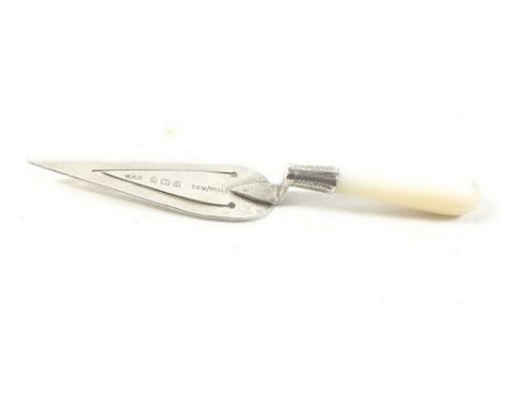 A silver and mother pearl form book mark 