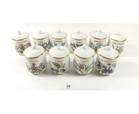 A set of ten Royal Worcester herb jars 