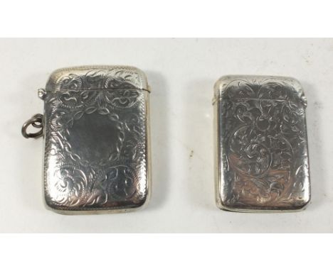 Two silver vesta cases with engraved decoration, Birmingham 1894 and 1900 