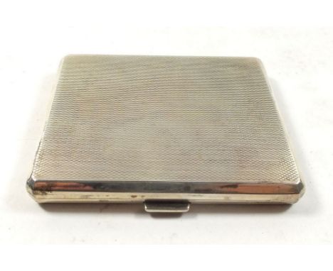 A mid 20th century silver engine turned cigarette case, Birmingham 1951, interior inscribed 'Three Hills Jan 15 1955', 100g 
