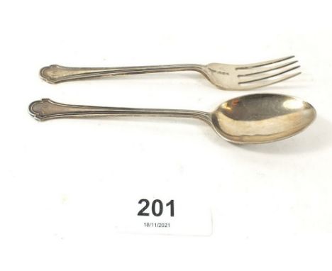 A silver child's spoon and fork, Sheffield 1930 35g 