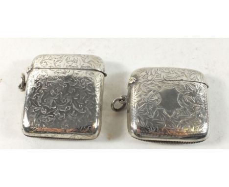 Two silver vesta cases with engraved decoration, Birmingham 1894 and 1910 