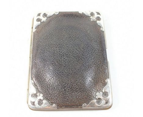 A silver mounted leather wallet, Birmingham 1903 