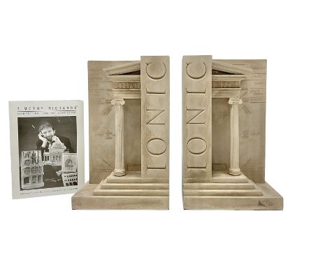 Timothy Richards handmade English plaster architectural models, Ionic; The Second Order of Greek Architecture, bookends, H22c