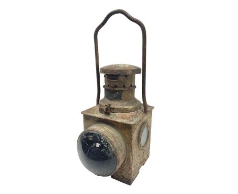B. R. Railway Lamp, with fixed handle and plaque to the front marked 'B.R.(S)', H46cm