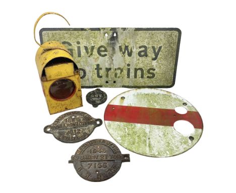 Victorian cast iron railway wagon plate, 'To Carry 10 Tons 4012, Registered by LNER-D 1898', together with a similar mid 20th