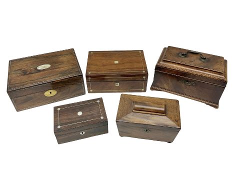 Georgian mahogany tea caddy, of rectangular form, the stepped hinged cover with swan neck handle, opening to reveal three lid