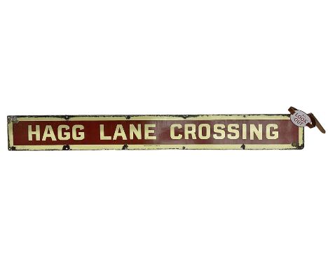 Enamel railway sign, Hagg Lane Crossing (Hemingbrough) together with  B.R. Look-Out armband, sign L150cm