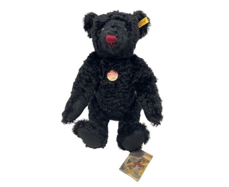 Steiff Classic Teddy Bear in black mohair with working growler mechanism and red stitched detail, H42cm