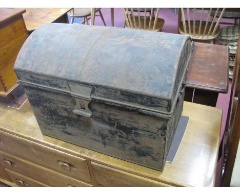 A XIX Century Dome Topped Tin Trunk, 53cm wide.