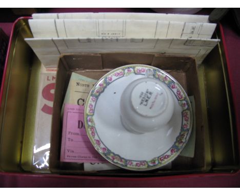 Railway Memorabilia - An Early XIX Century Steam Train Buffet Cup and Saucer, both stamped "1933 Kesick L.N.E.R', an Oriental