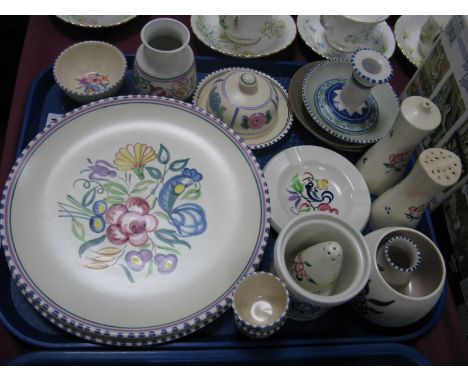 Poole Pottery Plates, condiments, vases, ashtray, etc:-  One Tray