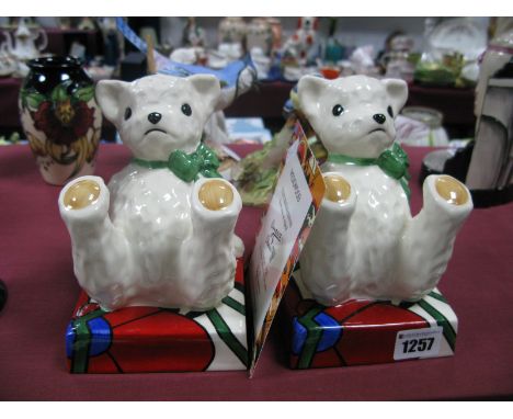 Wedgwood Teddy Bear Bookends, based upon an original hand painted Bizarre by Clarice Cliff, number 150 in a limited edition o