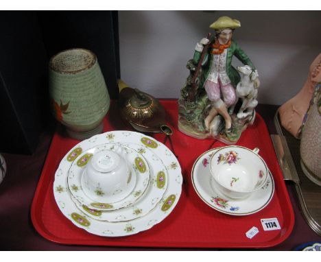 A XIX Century Staffordshire Figure Group, Rockingham hand painted cup and saucer, Shelley Late Foley cup, saucer and two plat