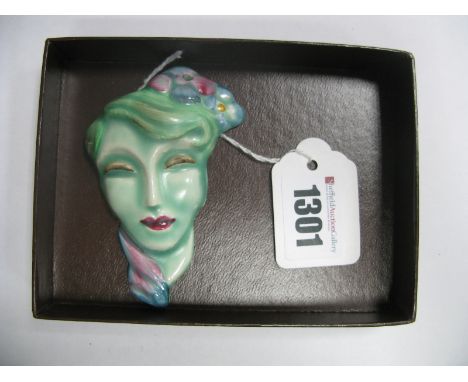 Clarice Cliff Bizarre Pottery Female Mask, for Wilkinson, 8.5cm. 