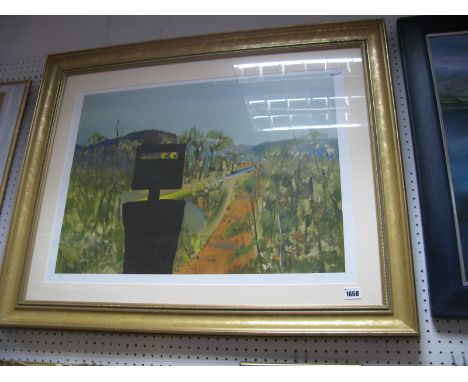 A Sidney Nolan (Australian 1917-92), Ned Kelly, first class marksman, limited edition colour print 14 of 60, 46.5 x 63cm, gra