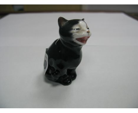 A Royal Doulton Model 'Lucky', the seated black cat with open mouth printed mark, 6.5cm high.