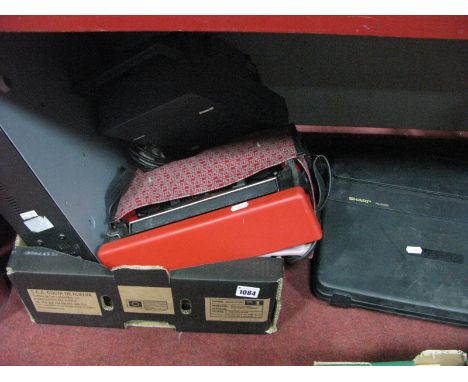 An Olivetti College Red Typewriter, Sharp typewriter, Samsung video recorder, Scan coin 303 machine (Untested sold for parts 