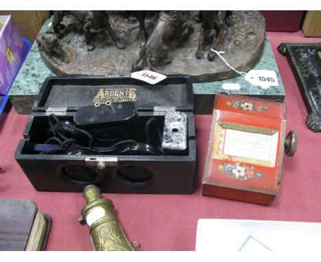 A Circa 1910 - 20 Cased Hearing Aid For 'Mr R H Dents ardente for death ears, Oxford street, London W.1. with original speake