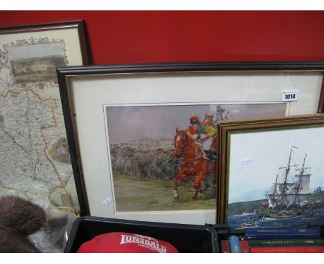 Edwin Straker, Grand National Print, 26.5 x 36.5cm, maps, mirror, print. (5)