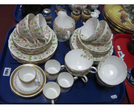 A Shelley "Hedge Row" Tea Service, Shelly coffee cans, saucers etc:- One Tray