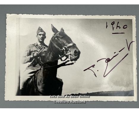 An original signed photograph of Lieutenant Pierre Mairesse-Lebrun in 1940 when an International Polo player and showjumper. 