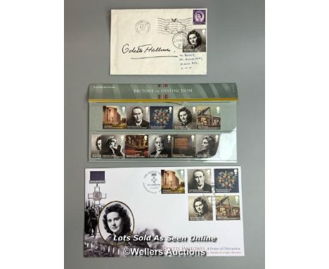 Signed and sealed envelope by Odette Hallowes (Odette Sansom during WW2) to Michael Booker and two commemorative first day co