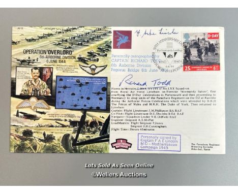 A rare commemorative first day cover of "Operation Overlord 6th Airborne Division 6 June 1944" signed by Captain and Actor Ri
