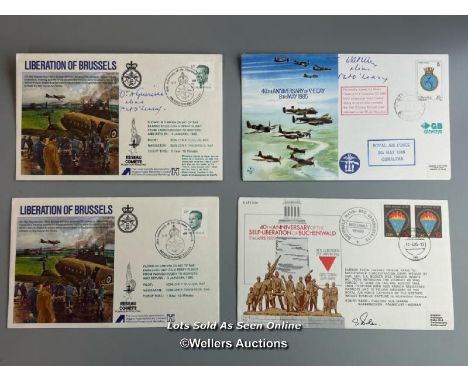 Two commemorative first day covers of "Liberation of Brussels", one "40th Anniversary of VE Day", two of which are signed by 