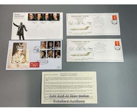 A mixed lot containing a Royal Mail first day cover of "Prime Ministers" a signed Gulf War cover of Operation Desert Storm 19