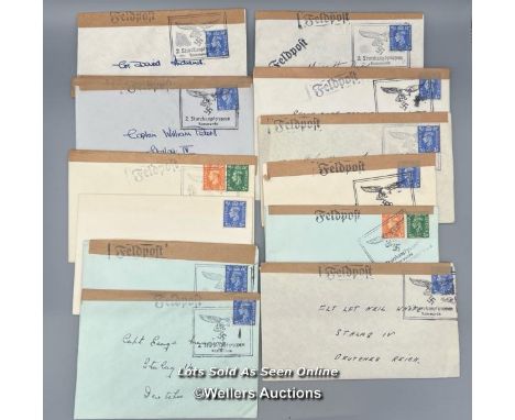 Twelve envelopes used as props from the Colditz BBC TV Series that ran from 1972-74. These would have been used for a scene w