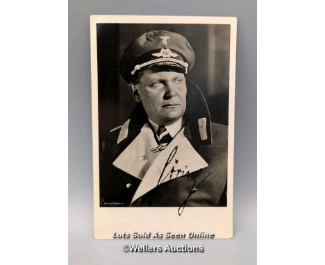 A signed black and white portrait postcard bearing the original wartime signature in black ink of Hermann Wilhelm Göring (189