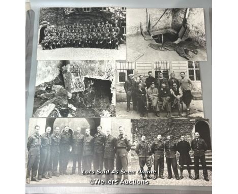 A selection featuring six enlarged black and white photographs on card, offering a rare and intimate glimpse into the infamou