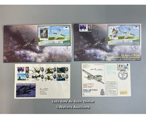 Two unsigned commemorative first day covers of "The Battle of Britain Commemorating the 70th Anniversary", a single unsigned 